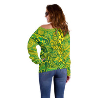Cook Islands Va'a Polynesian Art Tattoo Off Shoulder Sweater National Color LT03 - Polynesian Pride