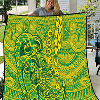 Cook Islands Va'a Polynesian Art Tattoo Quilt National Color LT03 Green - Yellow - Polynesian Pride