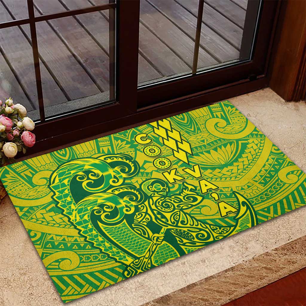 Cook Islands Va'a Polynesian Art Tattoo Rubber Doormat National Color LT03 - Polynesian Pride