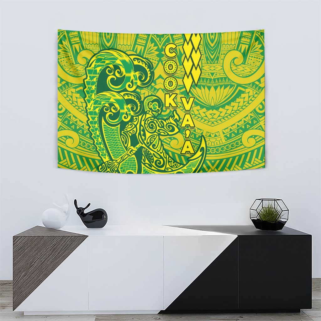 Cook Islands Va'a Polynesian Art Tattoo Tapestry National Color LT03 - Polynesian Pride