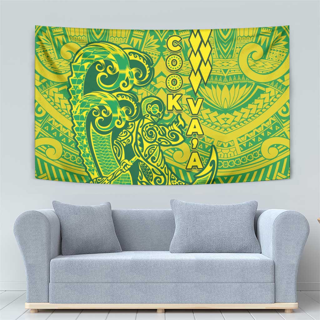 Cook Islands Va'a Polynesian Art Tattoo Tapestry National Color LT03 - Polynesian Pride