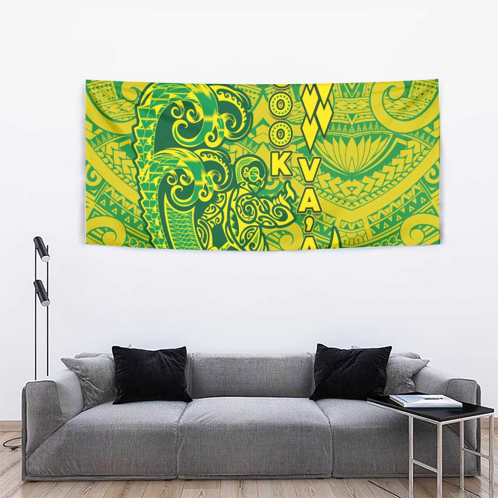 Cook Islands Va'a Polynesian Art Tattoo Tapestry National Color LT03 - Polynesian Pride