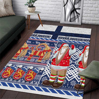 Yule Goat Joulupukki Finnish Christmas Area Rug Scandinavian Pattern LT03 Blue - Polynesian Pride