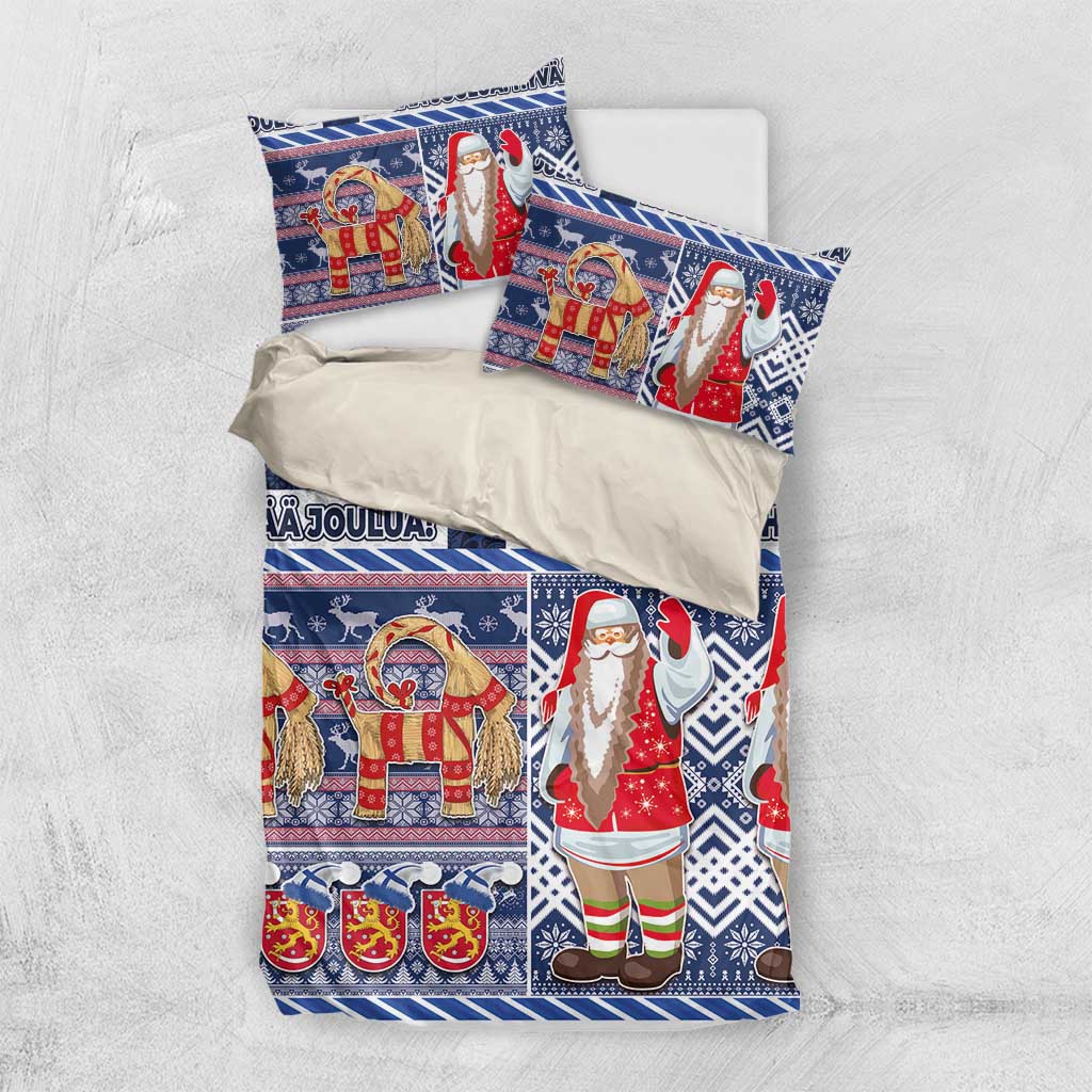 Yule Goat Joulupukki Finnish Christmas Bedding Set Scandinavian Pattern LT03 US Twin 172cm x 218cm Blue - Polynesian Pride