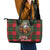 Santa and Higland Cows Scottish Christmas Leather Tote Bag Tartan Pattern