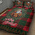 Santa and Higland Cows Scottish Christmas Quilt Bed Set Tartan Pattern