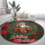 Santa and Higland Cows Scottish Christmas Round Carpet Tartan Pattern