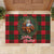 Santa and Higland Cows Scottish Christmas Rubber Doormat Tartan Pattern