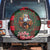 Santa and Higland Cows Scottish Christmas Spare Tire Cover Tartan Pattern