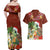 Hawaii Honu Mele Kalikimaka Couples Matching Off Shoulder Maxi Dress and Hawaiian Shirt Santa Tropical Flower Aloha Summer Red Version LT03 - Polynesian Pride