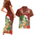 Hawaii Honu Mele Kalikimaka Couples Matching Short Sleeve Bodycon Dress and Hawaiian Shirt Santa Tropical Flower Aloha Summer Red Version LT03 - Polynesian Pride