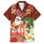 Hawaii Honu Mele Kalikimaka Family Matching Off Shoulder Long Sleeve Dress and Hawaiian Shirt Santa Tropical Flower Aloha Summer Red Version LT03 Dad's Shirt - Short Sleeve Red - Polynesian Pride