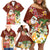 Hawaii Honu Mele Kalikimaka Family Matching Off Shoulder Short Dress and Hawaiian Shirt Santa Tropical Flower Aloha Summer Red Version LT03 - Polynesian Pride