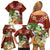 Hawaii Honu Mele Kalikimaka Family Matching Off Shoulder Short Dress and Hawaiian Shirt Santa Tropical Flower Aloha Summer Red Version LT03 - Polynesian Pride