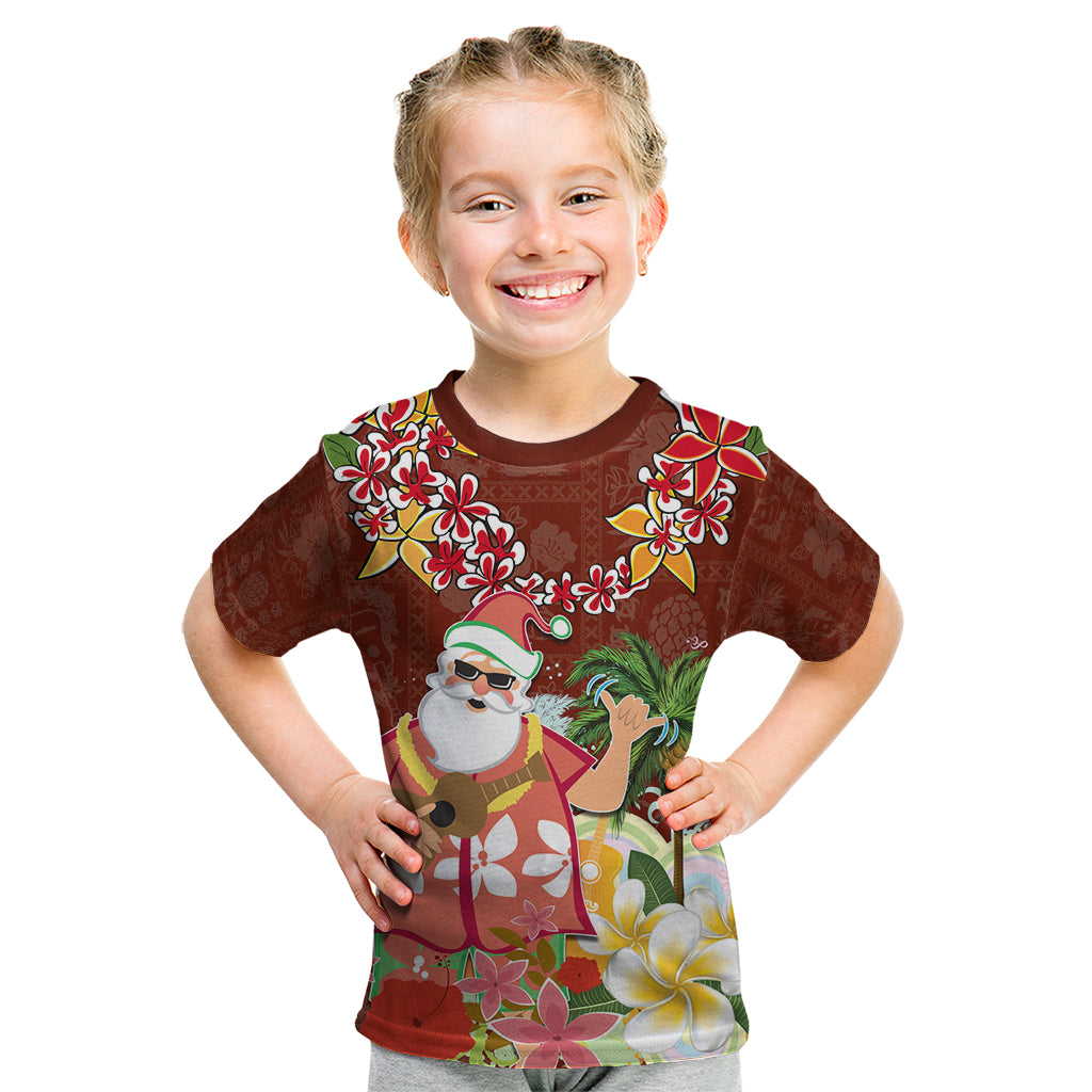 Hawaii Honu Mele Kalikimaka Kid T Shirt Santa Tropical Flower Aloha Summer Red Version LT03 Red - Polynesian Pride