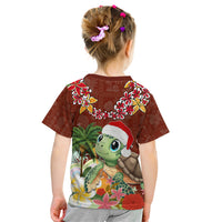 Hawaii Honu Mele Kalikimaka Kid T Shirt Santa Tropical Flower Aloha Summer Red Version LT03 - Polynesian Pride