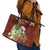 Hawaii Honu Mele Kalikimaka Leather Tote Bag Santa Tropical Flower Aloha Summer Red Version LT03 - Polynesian Pride