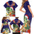 Hawaii Honu Mele Kalikimaka Family Matching Short Sleeve Bodycon Dress and Hawaiian Shirt Santa Tropical Flower Aloha Summer Blue Version LT03 - Polynesian Pride