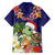 Hawaii Honu Mele Kalikimaka Family Matching Short Sleeve Bodycon Dress and Hawaiian Shirt Santa Tropical Flower Aloha Summer Blue Version LT03 - Polynesian Pride