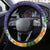 Hawaii Honu Mele Kalikimaka Steering Wheel Cover Santa Tropical Flower Aloha Summer Blue Version