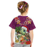 Hawaii Honu Mele Kalikimaka Kid T Shirt Santa Tropical Flower Aloha Summer Pink Version LT03 - Polynesian Pride