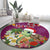 Hawaii Honu Mele Kalikimaka Round Carpet Santa Tropical Flower Aloha Summer Pink Version LT03 - Polynesian Pride