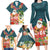 Hawaii Honu Mele Kalikimaka Family Matching Long Sleeve Bodycon Dress and Hawaiian Shirt Santa Tropical Flower Aloha Summer Turquoise Version LT03 - Polynesian Pride