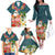 Hawaii Honu Mele Kalikimaka Family Matching Off Shoulder Long Sleeve Dress and Hawaiian Shirt Santa Tropical Flower Aloha Summer Turquoise Version LT03 - Polynesian Pride