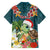 Hawaii Honu Mele Kalikimaka Family Matching Off Shoulder Long Sleeve Dress and Hawaiian Shirt Santa Tropical Flower Aloha Summer Turquoise Version LT03 - Polynesian Pride