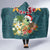 Hawaii Honu Mele Kalikimaka Hooded Blanket Santa Tropical Flower Aloha Summer Turquoise Version LT03 - Polynesian Pride