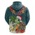 Hawaii Honu Mele Kalikimaka Hoodie Santa Tropical Flower Aloha Summer Turquoise Version LT03 - Polynesian Pride