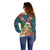 Hawaii Honu Mele Kalikimaka Off Shoulder Sweater Santa Tropical Flower Aloha Summer Turquoise Version LT03 - Polynesian Pride