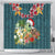 Hawaii Honu Mele Kalikimaka Shower Curtain Santa Tropical Flower Aloha Summer Turquoise Version LT03 - Polynesian Pride