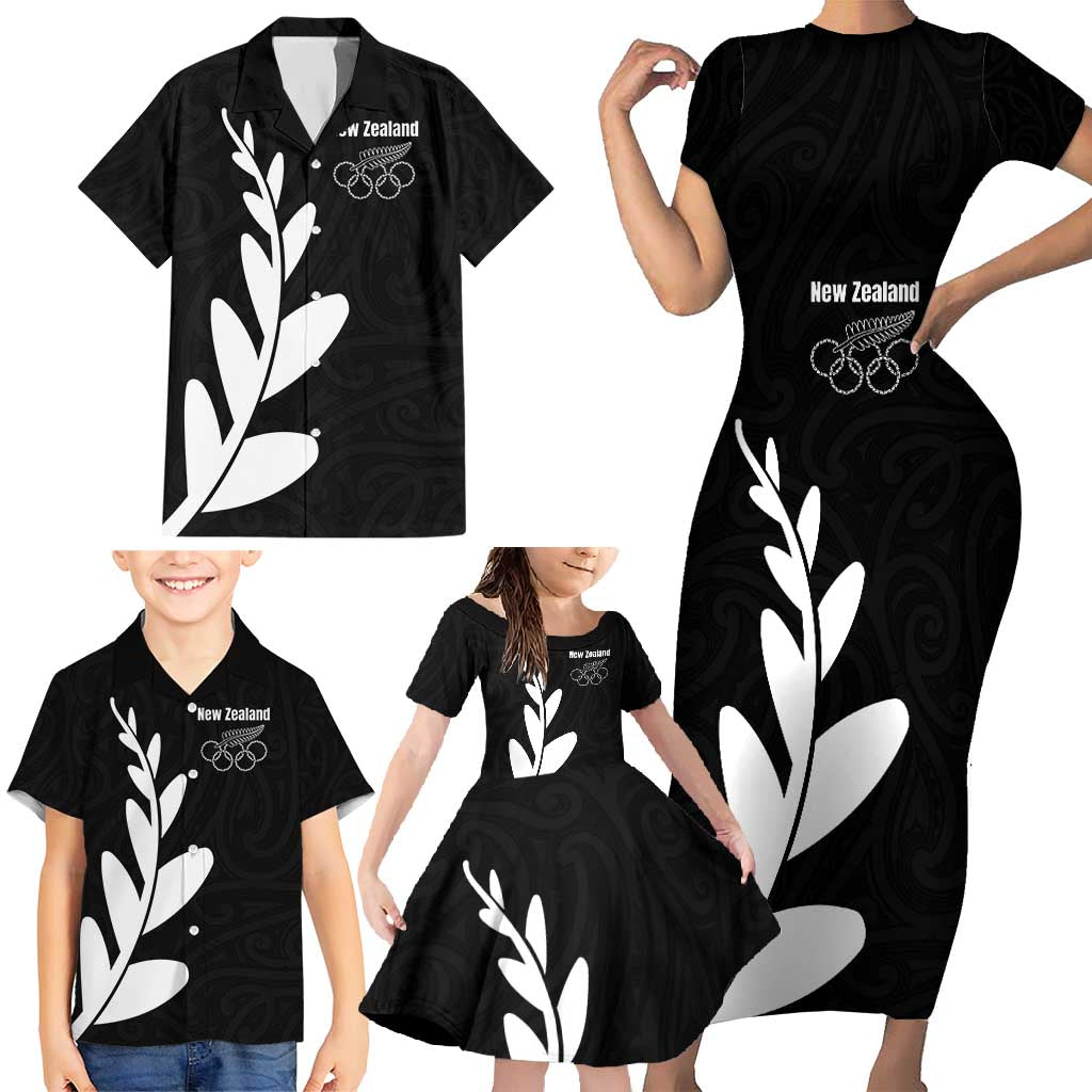 Personalised New Zealand Canoeing Special Jersey Family Matching Short Sleeve Bodycon Dress and Hawaiian Shirt