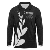 Personalised New Zealand Canoeing Special Jersey Long Sleeve Polo Shirt LT03 Black - Polynesian Pride