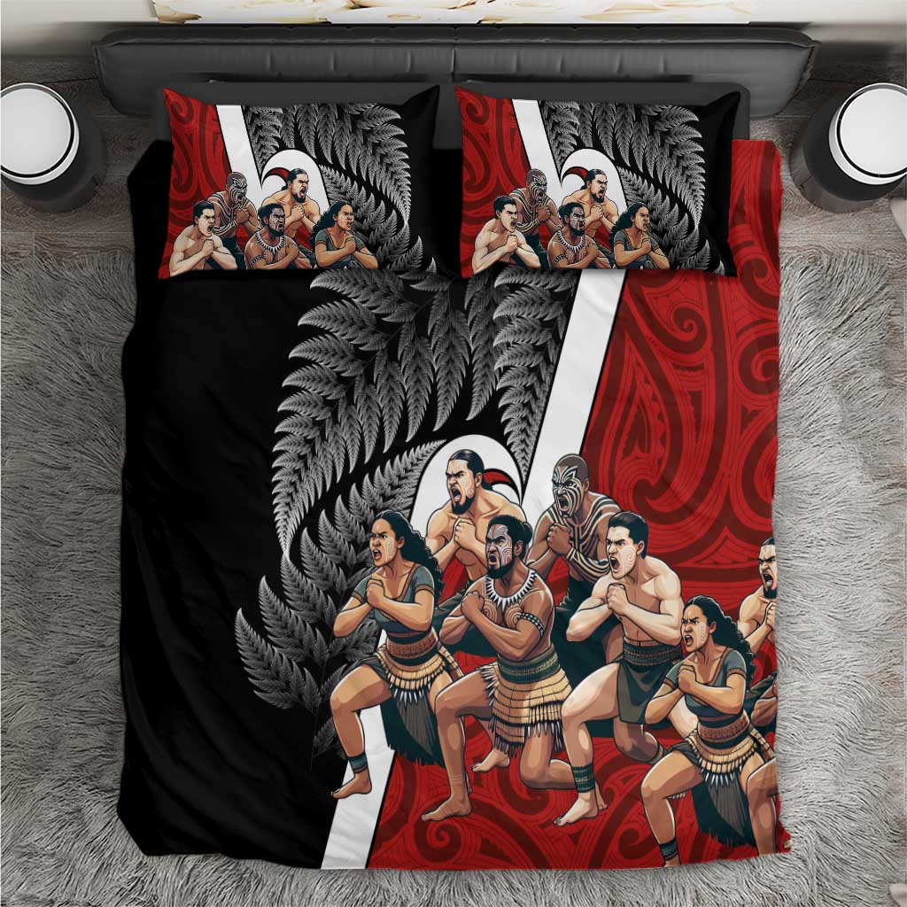 New Zealand Te Matatini Bedding Set Kapa Haka and Silver Fern - Maori Art Pattern