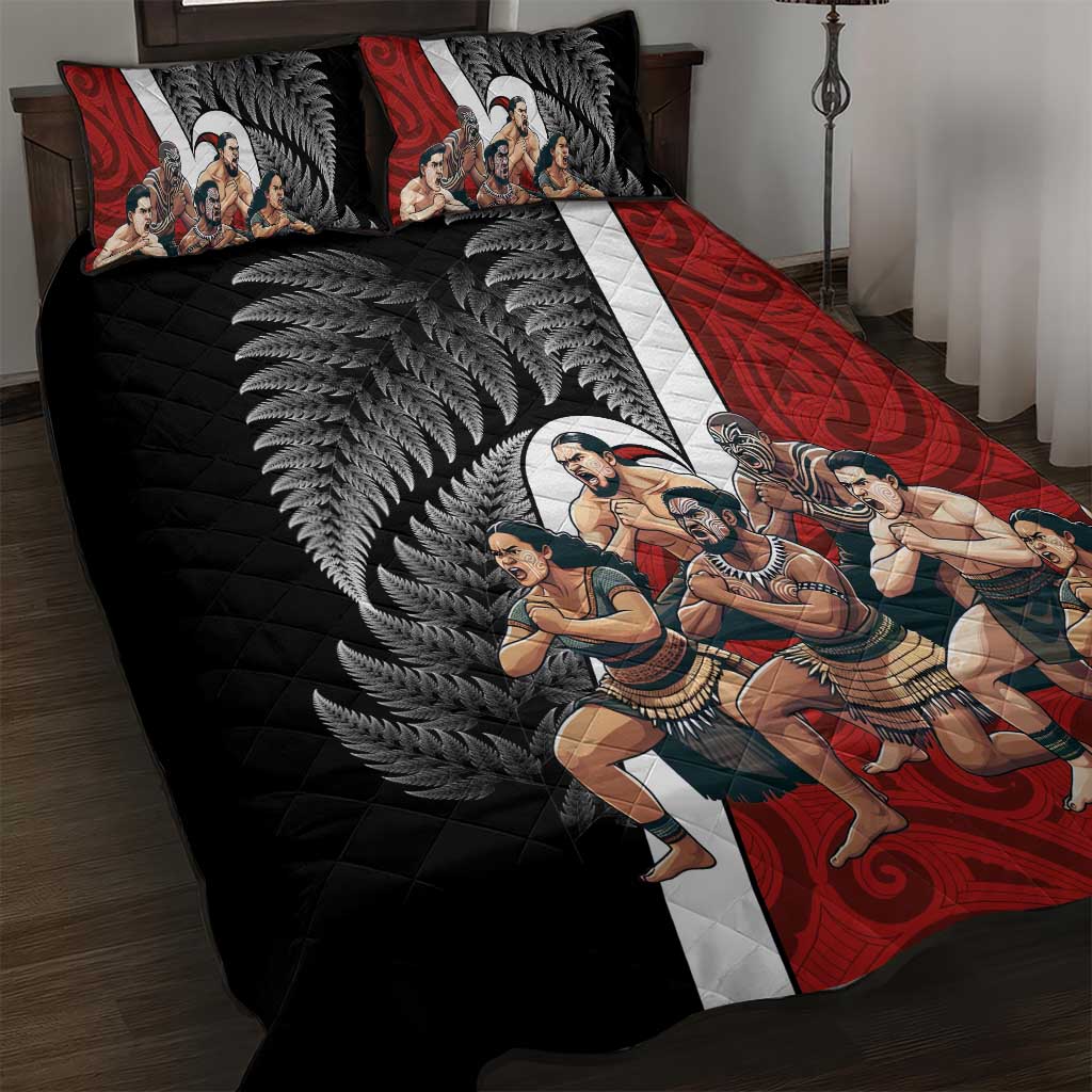 New Zealand Te Matatini Quilt Bed Set Kapa Haka and Silver Fern - Maori Art Pattern