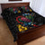 New Zealand Tui Birds Love Couple Quilt Bed Set The Heart of Silver Fern Leaves and Maori Tattoo Pattern