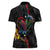 New Zealand Tui Birds Love Couple Women Polo Shirt The Heart of Silver Fern Leaves and Maori Tattoo Pattern