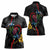 New Zealand Tui Birds Love Couple Women Polo Shirt The Heart of Silver Fern Leaves and Maori Tattoo Pattern