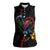 New Zealand Tui Birds Love Couple Women Sleeveless Polo Shirt The Heart of Silver Fern Leaves and Maori Tattoo Pattern