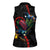 New Zealand Tui Birds Love Couple Women Sleeveless Polo Shirt The Heart of Silver Fern Leaves and Maori Tattoo Pattern