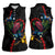 New Zealand Tui Birds Love Couple Women Sleeveless Polo Shirt The Heart of Silver Fern Leaves and Maori Tattoo Pattern