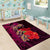 Pasifika Festival Area Rug Plumeria Turtles with Hibiscus - Polynesian Art Tattoo Pink Color