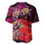 Pasifika Festival Baseball Jersey Plumeria Turtles with Hibiscus - Polynesian Art Tattoo Pink Color