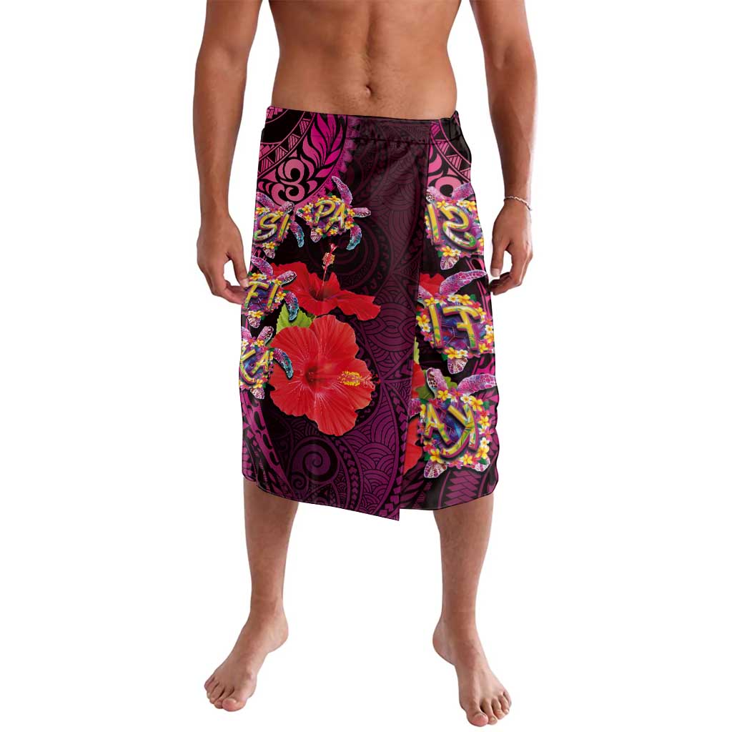 Pasifika Festival Lavalava Plumeria Turtles with Hibiscus - Polynesian Art Tattoo Pink Color