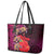 Pasifika Festival Leather Tote Bag Plumeria Turtles with Hibiscus - Polynesian Art Tattoo Pink Color