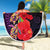 Pasifika Festival Beach Blanket Plumeria Turtles with Hibiscus - Polynesian Art Tattoo Purple Color