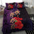 Pasifika Festival Bedding Set Plumeria Turtles with Hibiscus - Polynesian Art Tattoo Purple Color