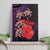 Pasifika Festival Canvas Wall Art Plumeria Turtles with Hibiscus - Polynesian Art Tattoo Purple Color